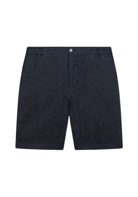 Alpha Studio bermuda in tela di lino blu con vita elasticizzata ALPHA STUDIO | Bermuda | AU-5373Q1001